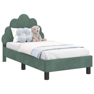 vidaXL Peuterbedframe met hoofdbord Zeegroen 70 x 140 cm Fluweel