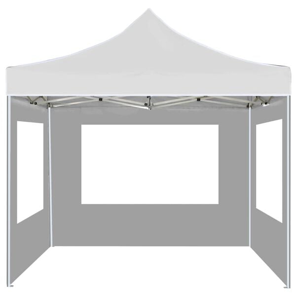 vidaXL Partytent inklapbaar met wanden 2x2 m aluminium wit