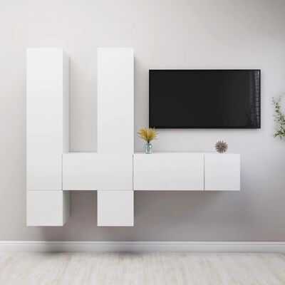 vidaXL 7-delige Tv-meubelset bewerkt hout wit
