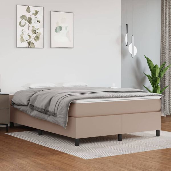 vidaXL Boxspring bed kunstleer cappuccinokleurig 140x190 cm