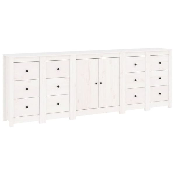vidaXL Dressoir 230x35x80 cm massief grenenhout wit