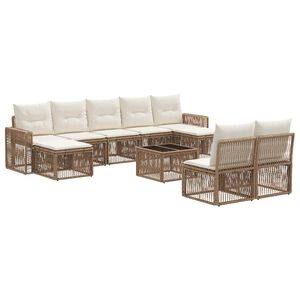 vidaXL Tuinbankenset 10 pcs Beige en Cr&egrave;me Wit poly rattan