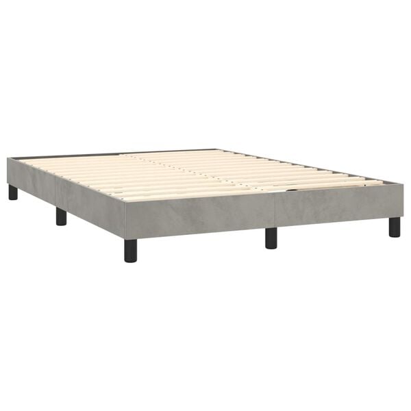 vidaXL Boxspring bed 140x200 cm fluweel lichtgrijs