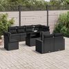 vidaXL 9-delige Loungeset met kussens poly rattan zwart