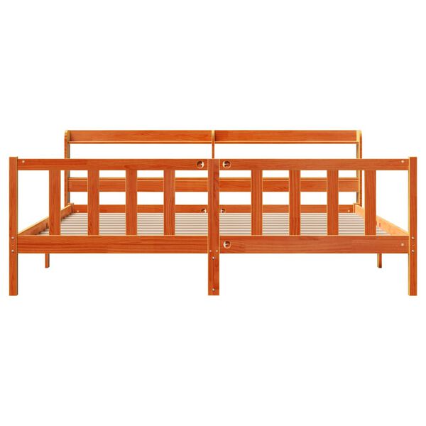 vidaXL Bedframe met hoofdbord massief grenenhout wasbruin 180x200 cm