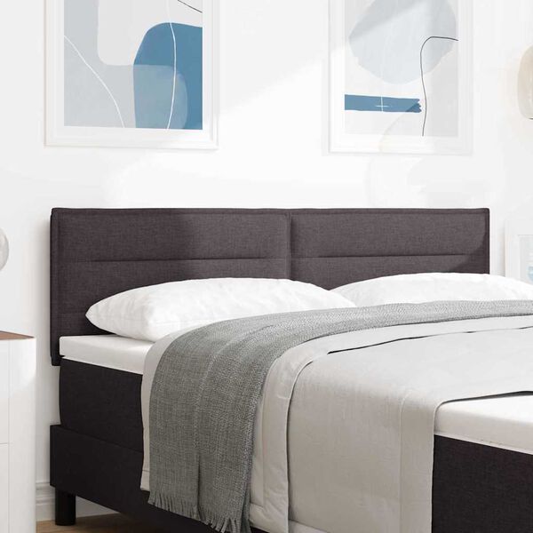 vidaXL LED Hoofdbord met LED -striplichten Donkerbruin 144 cm Stof