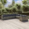 vidaXL 10-delige Loungeset met kussens poly rattan grijs