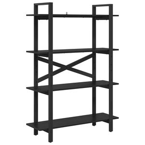 vidaXL Boekenkast 4-laags 100 x 33,5 x 140 cm Bewerkt hout Zwart Eiken