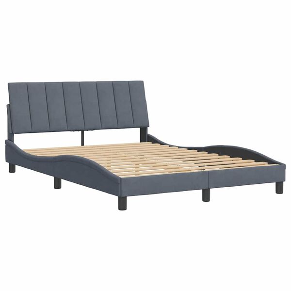 vidaXL Bedframe zonder matras "Hanko" 140x200 cm fluweel donkergrijs