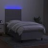 vidaXL Boxspring met matras en LED stof lichtgrijs 90x200 cm