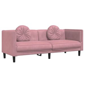 vidaXL Bank met kussens 3-zits fluweel roze