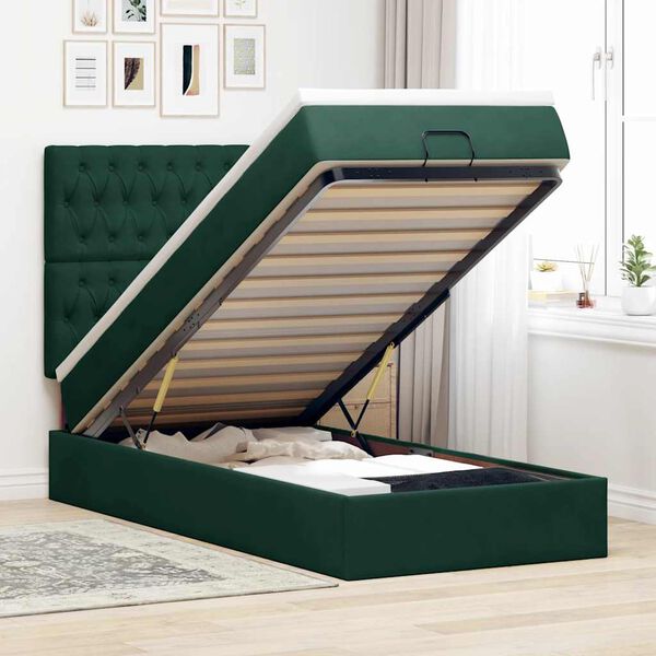 vidaXL Ottoman bed met matrassen en LED's 100x200cm fluweel