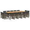 vidaXL 15-delige Tuinset met kussens poly rattan grijs