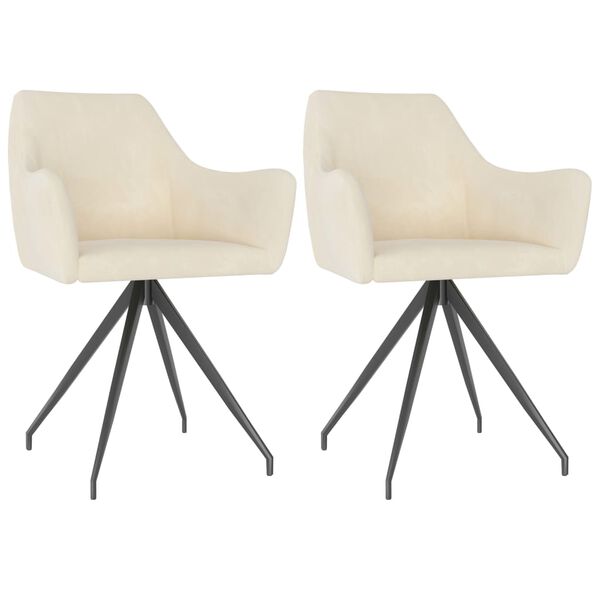 vidaXL Eetkamerstoelen 2 st fluweel cr&egrave;mekleurig