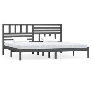 vidaXL Bedframe massief grenenhout grijs 200x200 cm