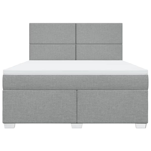 vidaXL Boxspring met matras stof lichtgrijs 180x200 cm