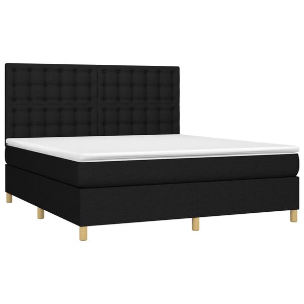 vidaXL Boxspring met matras en LED stof zwart 180x200 cm