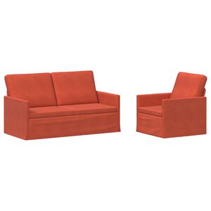 vidaXL Bankstel 2 pcs Rood-oranje Katoen Stof