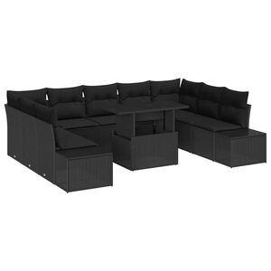 vidaXL Tuin Sofa Set met kussen 10 pcs Zwart poly rattan