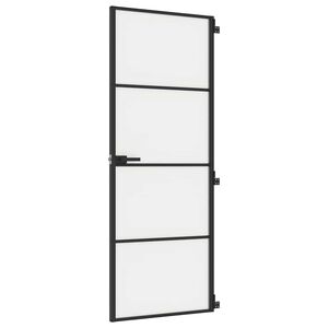 vidaXL Binnendeur smal 76x201,5 cm gehard glas en aluminium zwart