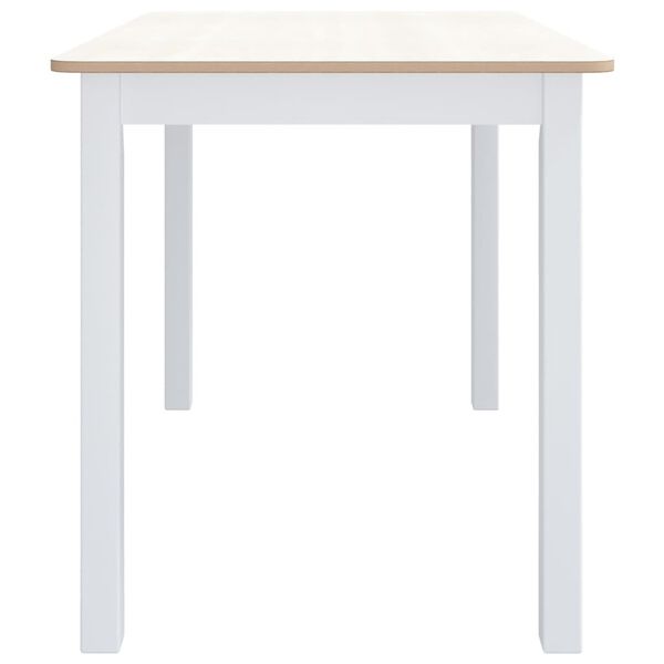 vidaXL Eettafel 114x71x75 cm massief rubberwood wit en bruin