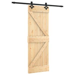 vidaXL Schuifdeur Naturel en Zwart 70 x 210 cm Massief Grenenhout
