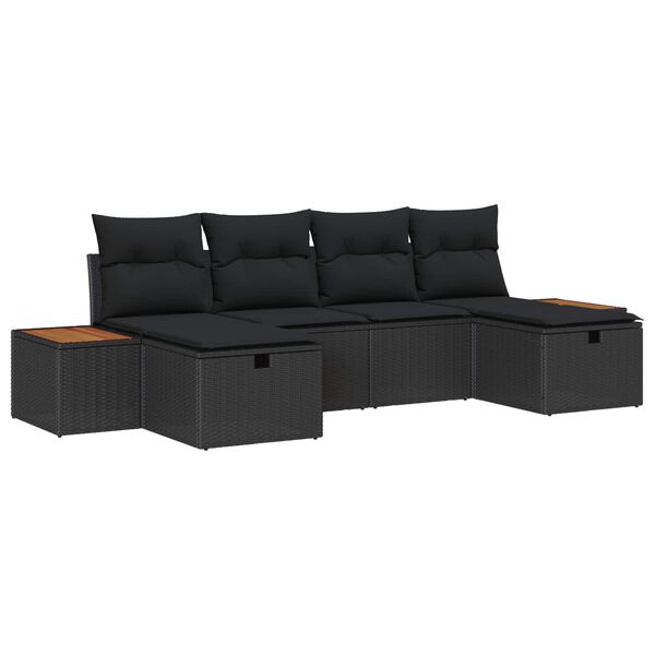 vidaXL Tuin Sofa Set met kussen 6 pcs Zwart 55 x 62 x 69 cm Poly riet