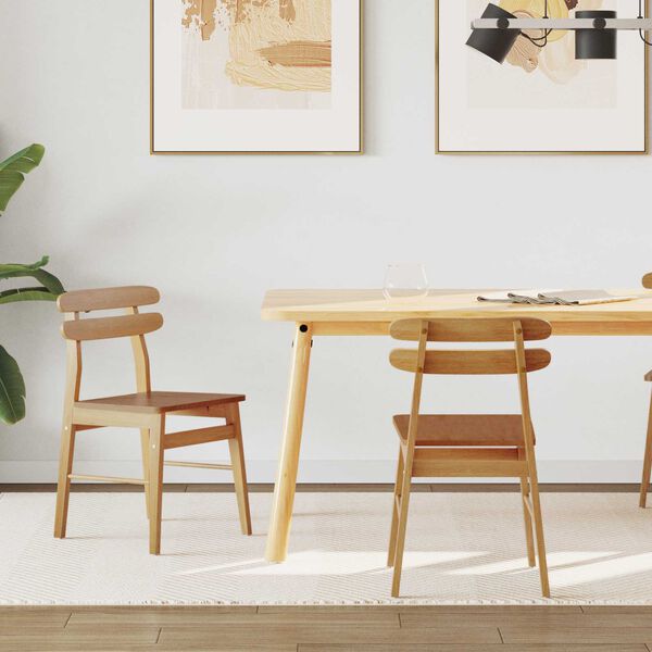 vidaXL Eetkamerstoel 2 pcs Naturel Massief Hout