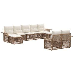 vidaXL Tuinbankenset 9 pcs Beige poly rattan