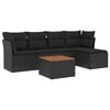 vidaXL 6-delige Loungeset met kussens poly rattan zwart