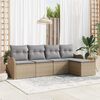vidaXL Tuin Sofa Set met kussen met opslag 5 pcs Beige Poly riet