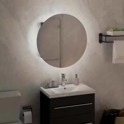 vidaXL Badkamerkast met ronde spiegel en LED 40x40x17,5 cm grijs