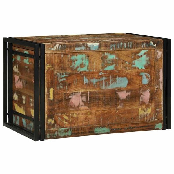 vidaXL Opbergbox Bruin en zwart 80 x 50 x 50 cm hergebruikt hout