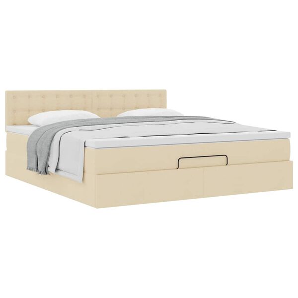 vidaXL Ottoman bed met matras 180x200cm stof cr&egrave;mekleurig