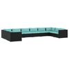 vidaXL 10-delige Loungeset met kussens poly rattan zwart