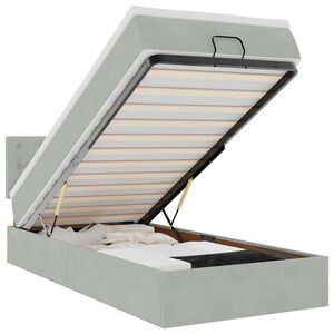 vidaXL Ottoman bed met matras en LED's 90x200cm fluweel lichtgrijs