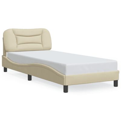 vidaXL Bedframe met hoofdbord stof crèmekleurig 90x190 cm