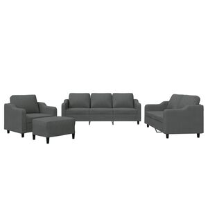 vidaXL 4-delige Loungeset met kussens stof donkergrijs