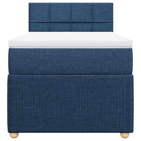 vidaXL Boxspring met matras stof blauw 90x200 cm
