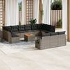 vidaXL 14-delige Loungeset met kussens poly rattan grijs