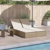 vidaXL Ligbed 2-persoons met kussens poly rattan beige