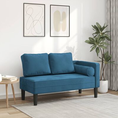 vidaXL Chaise longue met kussens fluweel blauw