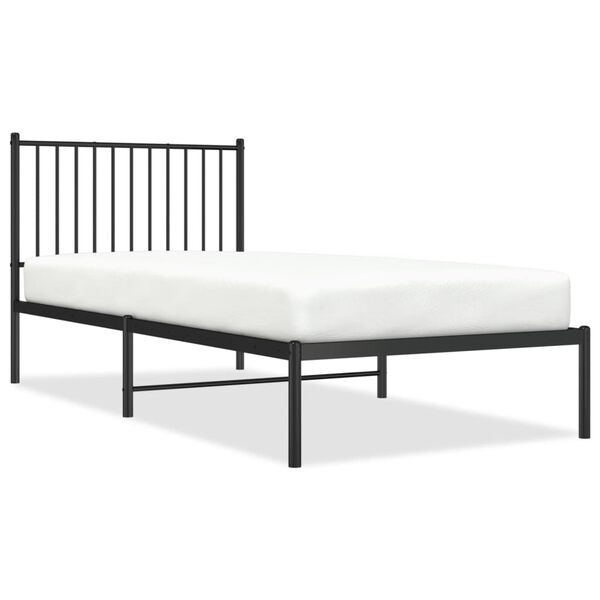 vidaXL Bedframe met hoofdbord metaal zwart 90x200 cm