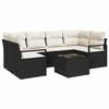 vidaXL Bankstel met kussen 7 pcs Zwart en Cr&egrave;me poly rattan