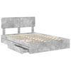 vidaXL Opslag bed met hoofdeinde Beton Grijs 140 x 190 cm Bewerkt hout