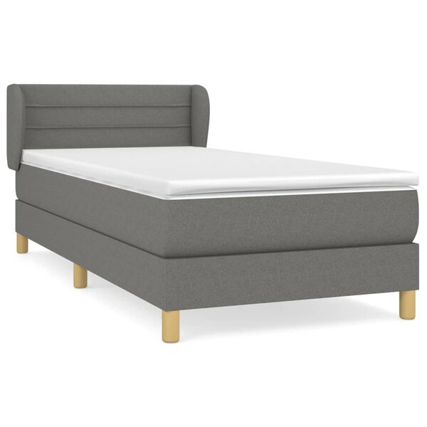vidaXL Boxspring met matras stof donkergrijs 90x190 cm