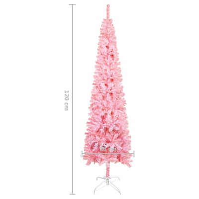 vidaXL Kunstkerstboom met verlichting en kerstballen smal 120 cm roze