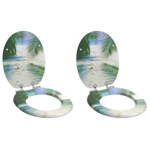 vidaXL Toiletbrillen met soft-close deksel 2 st strand MDF