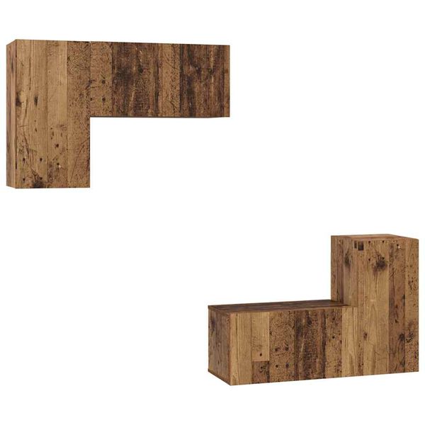 vidaXL Tv-meubelset Wandgemonteerd 4 pcs Oud Hout Bewerkt hout