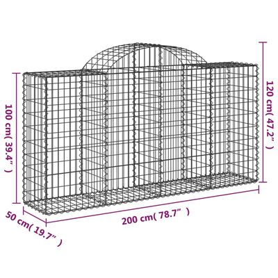 vidaXL Schanskorven 50 st gewelfd 200x50x100/120 cm ijzer